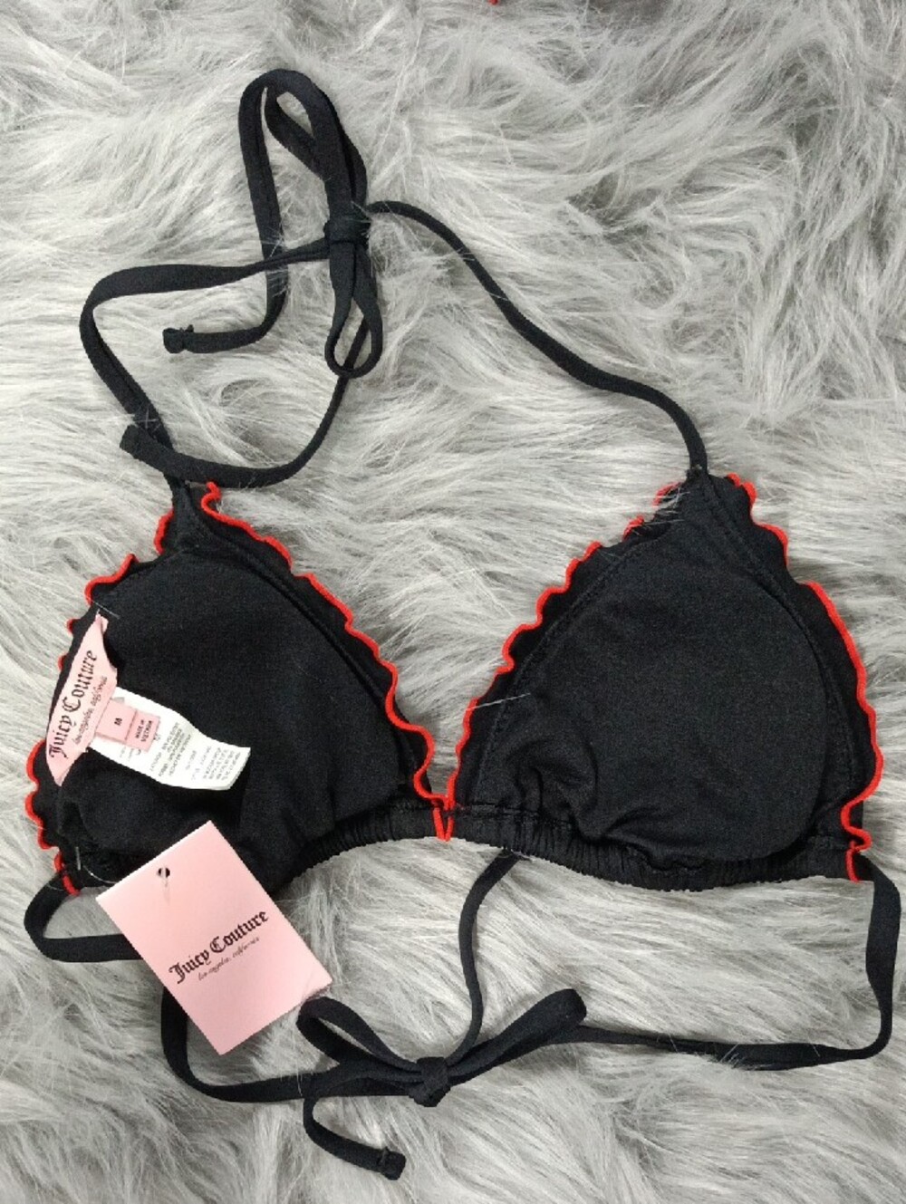 Juicy Couture Black Bikini with Red Trim and Cherry Patch - Picture 3 of 10